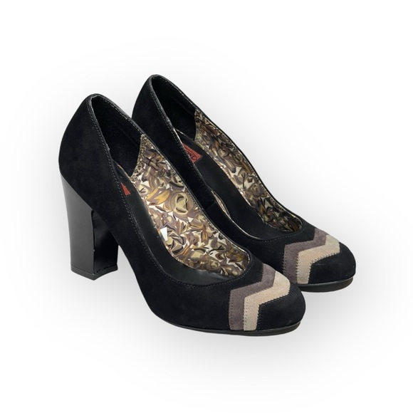 Missoni x Target ミ★ Barkwood Chevron Print Suede Heeled Pumps ミ★ Black ミ★ 6.5M - Picture 9 of 16